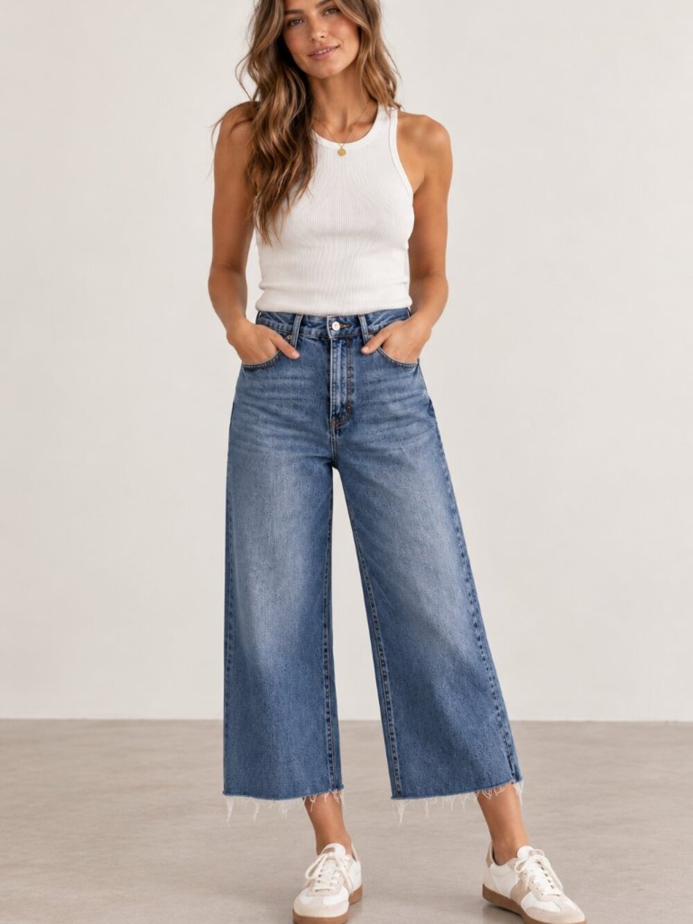 OAT New York Wide Leg Raw Hem Jeans Size 6 / 28